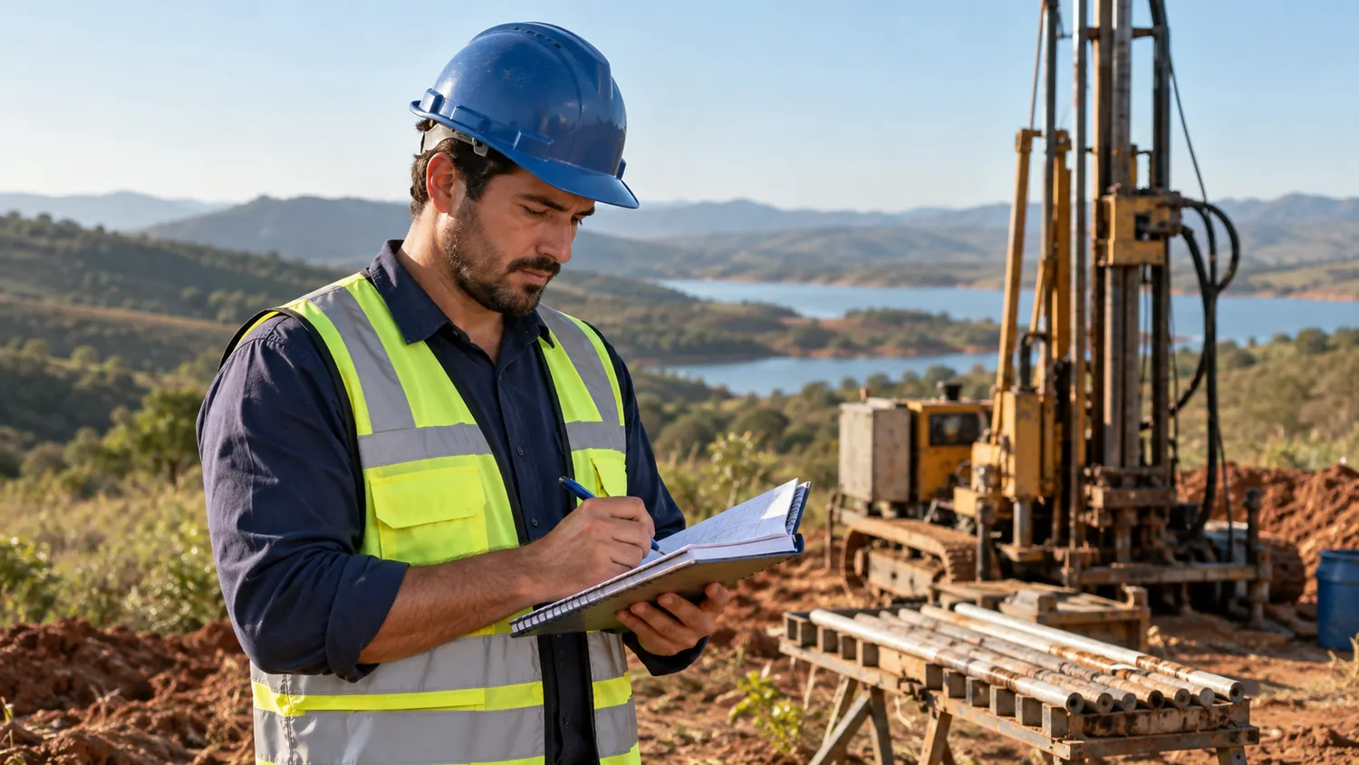 Profissional de geologia registra observações em campo